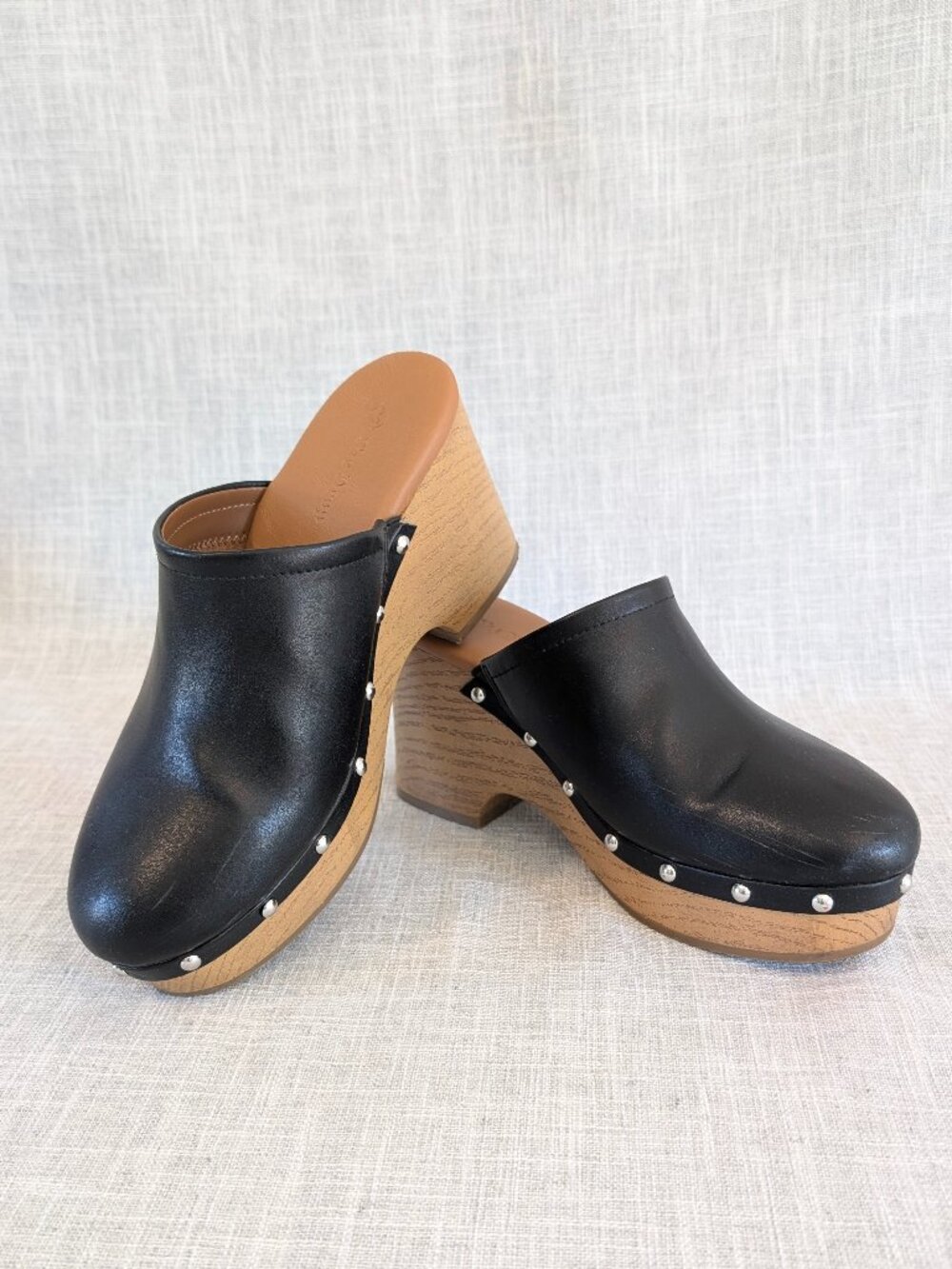 The Drop Womens Black Francine Clog Shoes with Studs, Size 7 Excellent Condition